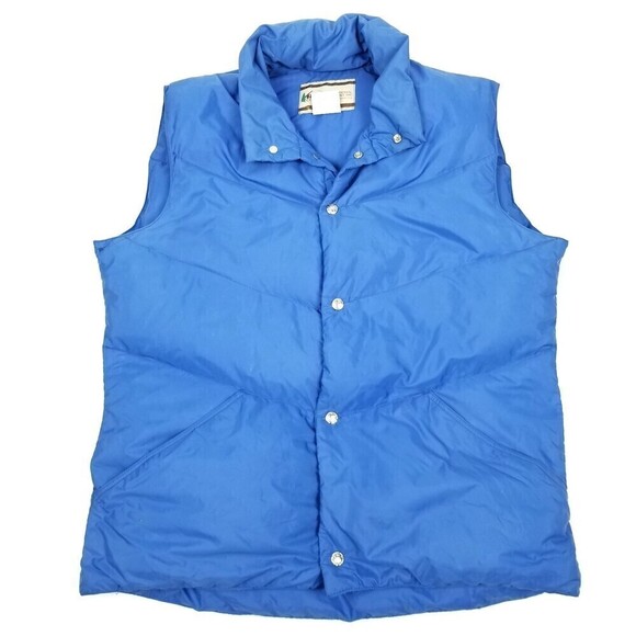 Vintage REI Co Op Goose Down Insulated Quilted Puffer Vest Jacket Blue Men Large - Picture 1 of 8